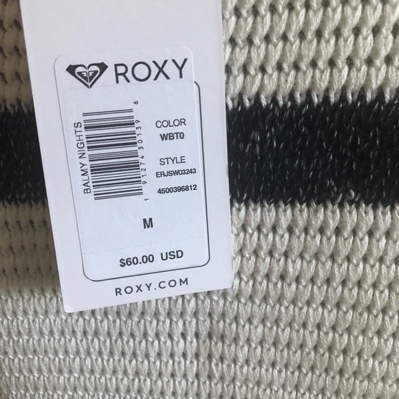 Roxy long sleeves stripes white and black stripes sweater size medium - Picture 6 of 10